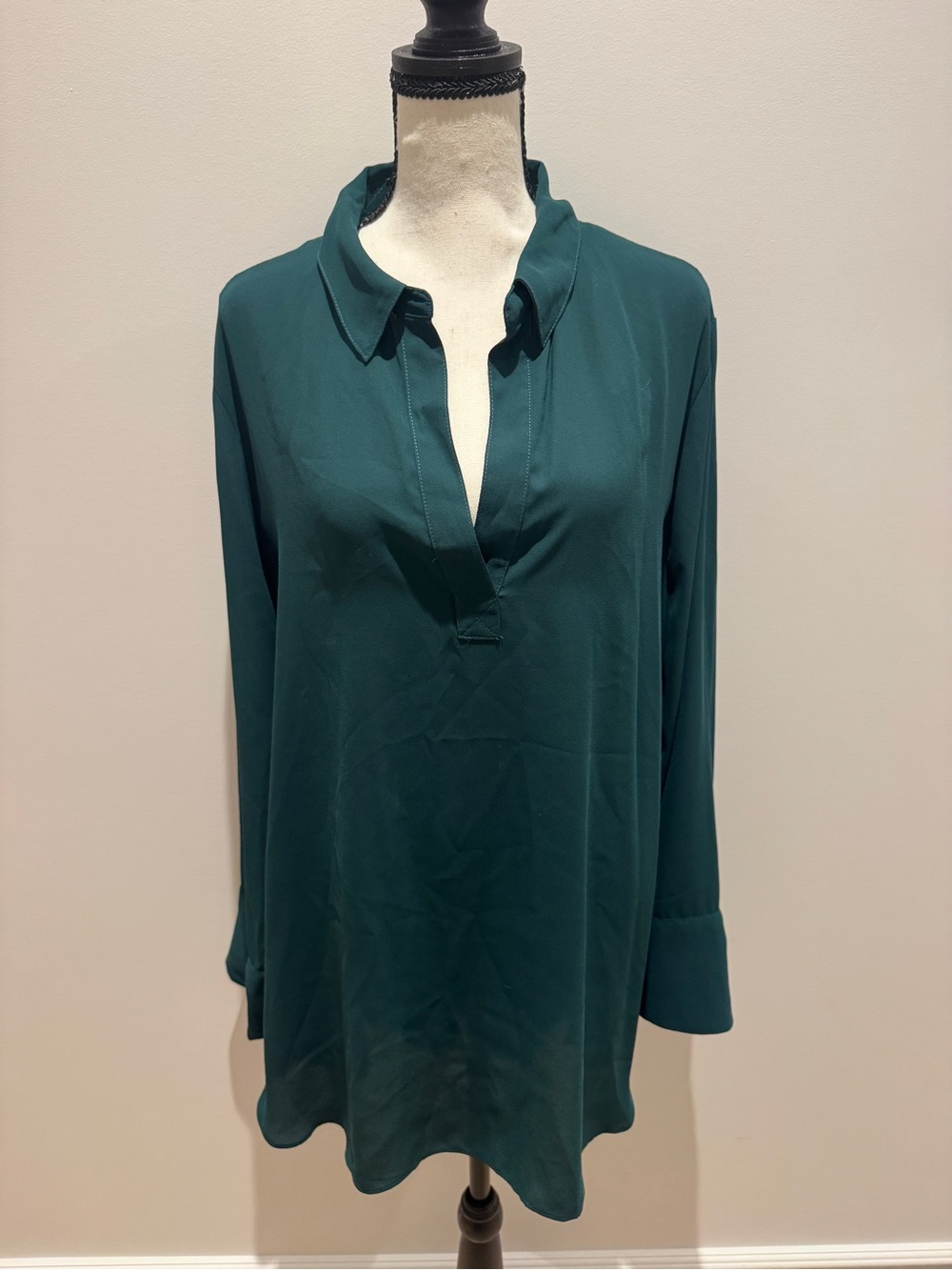 Simons Deep Teal Long-Sleeve Tunic Shirt